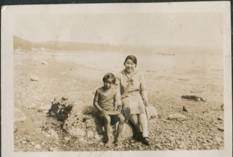A woman and girl on the beach (ddr-densho-321-626)