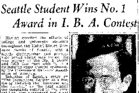 Seattle Student Wins No. 1 Award in I.B.A. Contest (October 13, 1939) (ddr-densho-56-498)