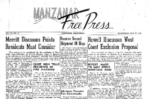 Manzanar Free Press Vol. IV No. 15 (October 27, 1943) (ddr-densho-125-179)
