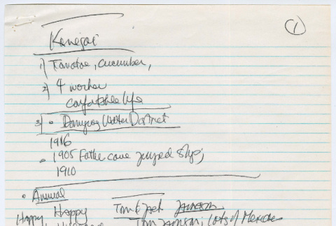 George Kanegai interview notes (ddr-densho-1007-915)