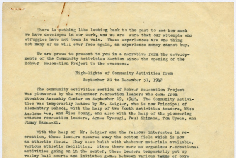 High-lights of Community Activities of Rowher 9/20 - 12/31/1942 (ddr-densho-379-343)