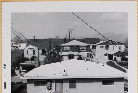 William, Susan and Leslie Shiomi behind house (ddr-densho-522-483)
