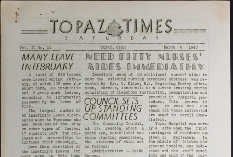 Topaz Times Vol. II No. 55 (March 6, 1943) (ddr-densho-142-118)