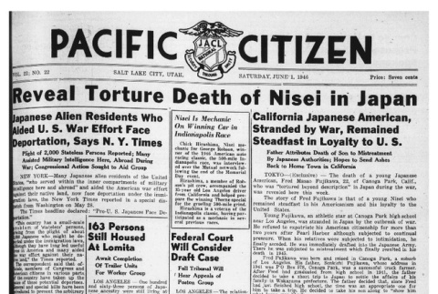 The Pacific Citizen, Vol. 22 No. 22 (June 1, 1946) (ddr-pc-18-22)