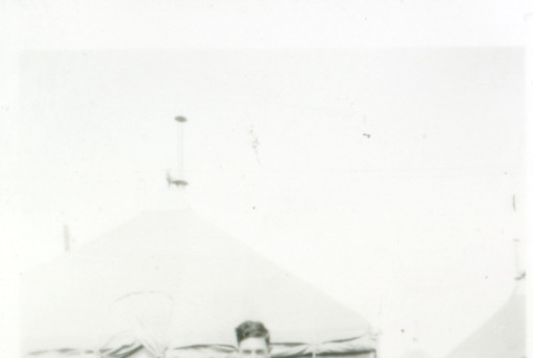 Two men in front of tents (ddr-densho-1007-602)