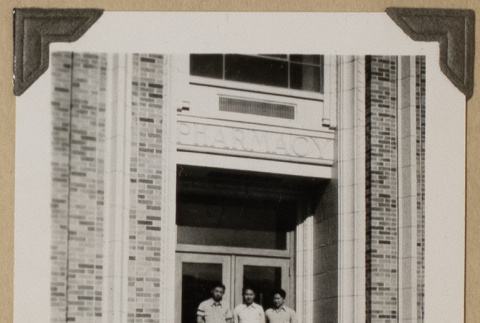 George, Junji, and Gary at a pharmacy building (ddr-densho-542-453)