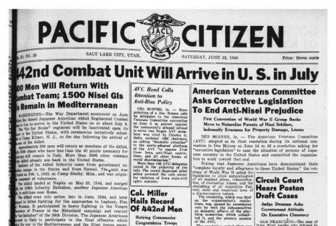 The Pacific Citizen, Vol. 22 No. 25 (June 22, 1946) (ddr-pc-18-25)