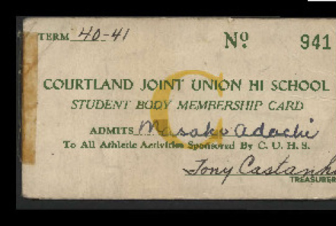 Courtland Joint Union Hi School Student Body membership card (ddr-csujad-55-1973)