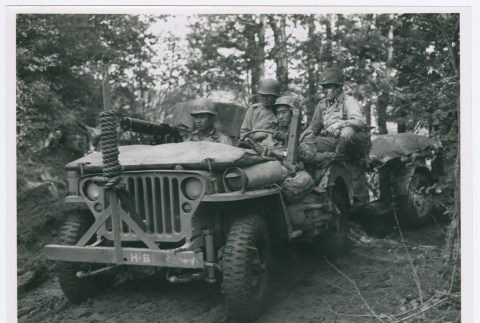 Members of the 442nd in jeep with machine gun (ddr-densho-1007-265)
