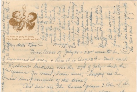 Letter from Katharine Simon to Kaneji Domoto (ddr-densho-329-74)