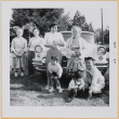 Yoshiko, Leslie, Susan and William Shiomi with three unidentified women by car (ddr-densho-522-422)
