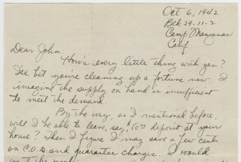 Letter from David Miyamoto to John Bonomi (ddr-janm-21-15)