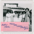 Group of 7 girls outside house (ddr-densho-430-297)