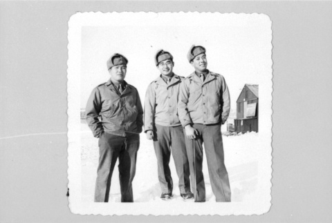 Three soldiers in winter gear (ddr-densho-1007-477)