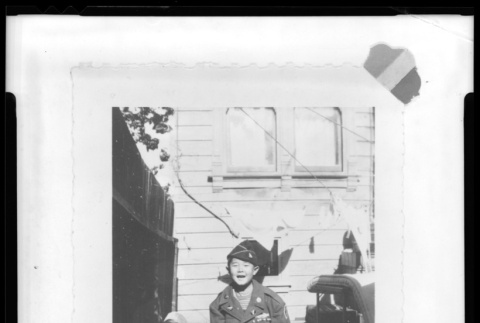Child in adult military uniform (ddr-densho-1007-1032)