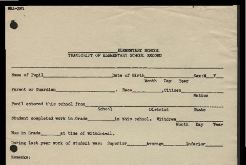 Transcript of elementary school record (ddr-csujad-55-1799)