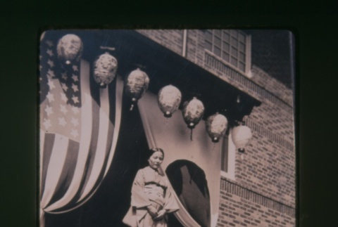 (Slide) - Image of woman in kimono on steps of building (Maryknoll) (ddr-densho-330-57-master-26bbc6b262)