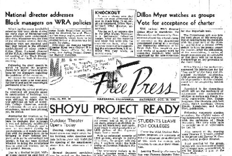 Manzanar Free Press Vol. II No. 35 (October 10, 1942) (ddr-densho-125-79)