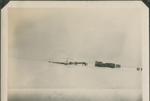 Air Force plane in a snow field (ddr-densho-321-298)