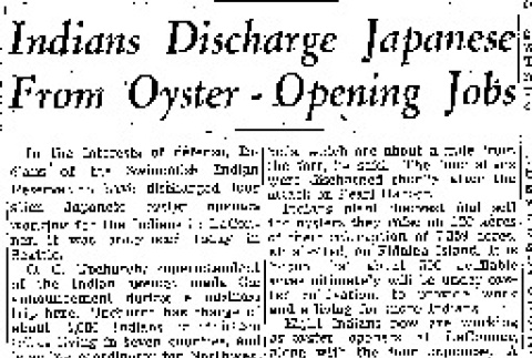 Indians Discharge Japanese From Oyster-Opening Jobs (March 18, 1942) (ddr-densho-56-693)