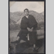 Joe Ishikawa wearing striped kimono (ddr-densho-468-414)
