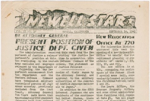 The Newell Star, Vol. II, No. 37 (September 14, 1945) (ddr-densho-284-85)