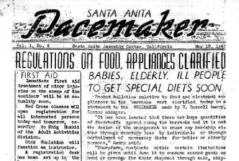 Santa Anita Pacemaker Vol. I No. 9 (May 19, 1942) (ddr-densho-146-8)