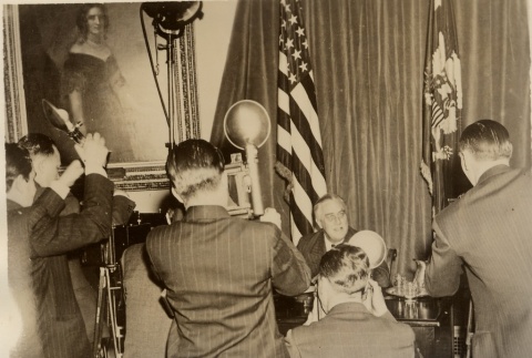 Franklin D. Roosevelt speaking to the press (ddr-njpa-1-1490)