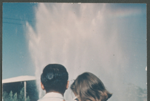 Couple by Seattle Center fountain (ddr-densho-523-437)