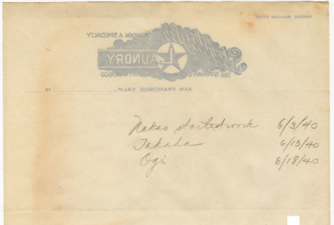 Employee information for George Hirasuki, Sutejiro Nishikawa, Sadao Bob Hata (ddr-densho-423-283)