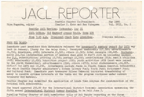 Seattle Chapter, JACL Reporter, Vol. XVII, No. 5, May 1980 (ddr-sjacl-1-288)