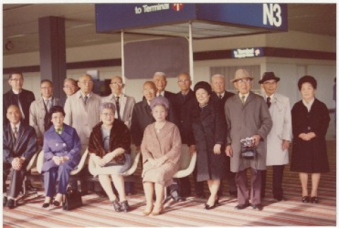 Group photo at airport (ddr-densho-333-54)