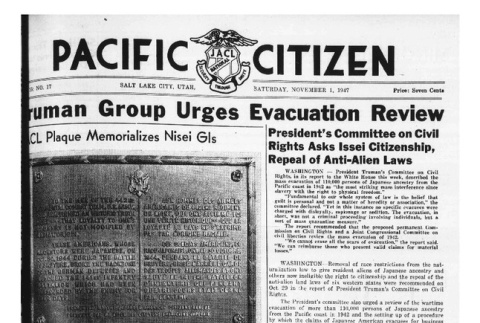 The Pacific Citizen, Vol. 25 No. 17 (November 1, 1947) (ddr-pc-19-44)