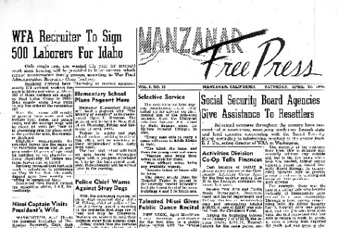Manzanar Free Press Vol. 5 No. 33 (April 22, 1944) (ddr-densho-125-230)