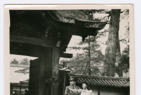 Mitsuye Takemiya and Charles Roeslin Jr. at Daikaku-ji Temple (ddr-densho-550-28)