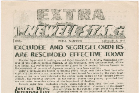 The Newell Star, Extra (September 5, 1945) (ddr-densho-284-84)