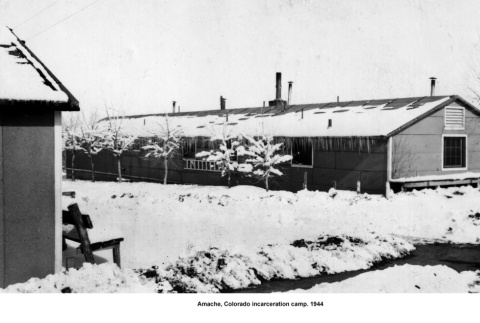 Barracks in the snow at Amache (ddr-ajah-6-434)