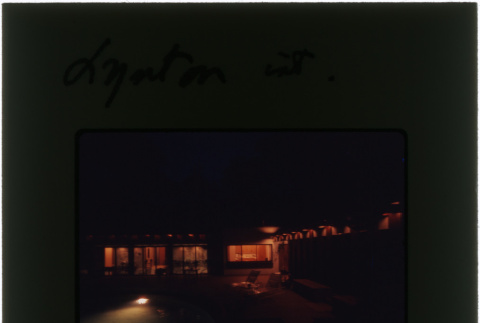 Looking into the interior of the Lynton house at night (ddr-densho-377-1194)