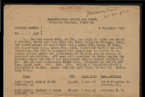 Special orders, no. 332 (December 1, 1945) (ddr-csujad-55-2356)