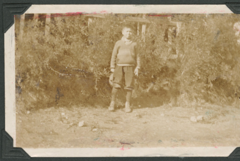 Photo of a boy near bushes (ddr-densho-483-277)