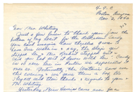 [ Letter to Mrs. Whitney from Fumiko Fukuda | November 2, 1942 ] (ddr-janm-22-73)
