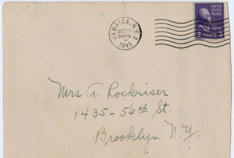 Envelope addressed to Agnes Rockrise (ddr-densho-335-387)