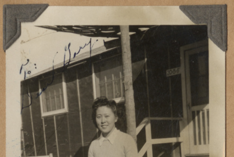 Graycee seated on a bench (ddr-densho-542-86)