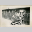 Group of male children on barrack stairs (ddr-csujad-32-18)
