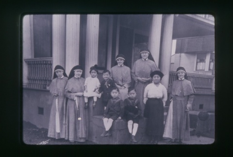 (Slide) - Image of Nuns and children on steps of Maryknoll (ddr-densho-330-6-master-ffbb812870)