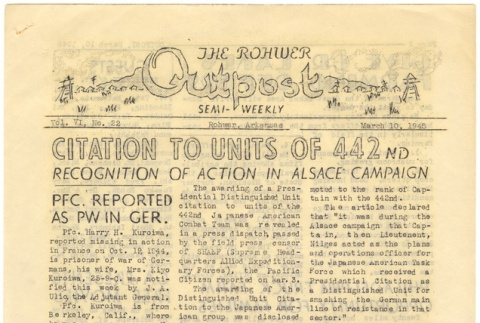 Rohwer Outpost: Vol. 6, No. 22 (March 10, 1945) (ddr-janm-6-9)