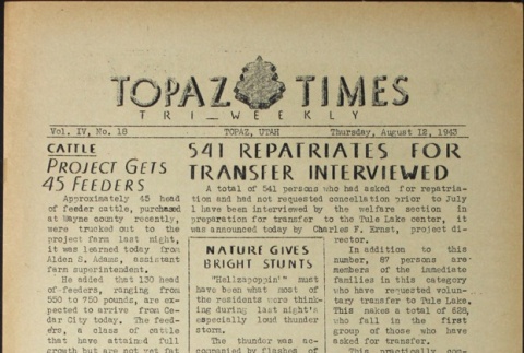 Topaz Times Vol. IV No. 18 (August 12, 1943) (ddr-densho-142-198)