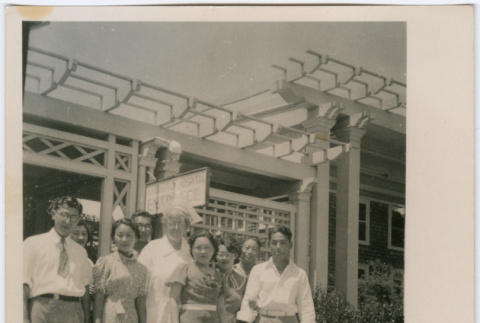 Group of nine outside hospital ER (ddr-densho-329-831)
