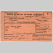 Notice to report to work for Kaneji Domoto (ddr-densho-329-981)