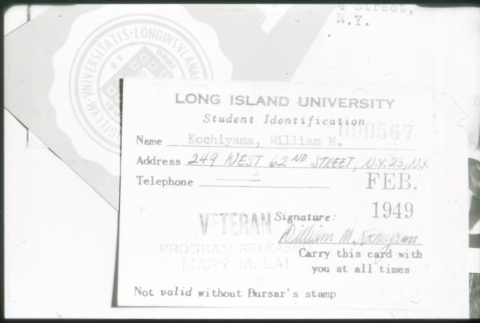 William Kochiyama Long Island University student ID (ddr-densho-1007-812)